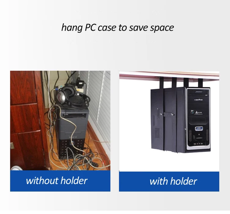 CP-03 soporte Universal para caja de PC debajo del escritorio, soporte lateral de pared para ordenador, soporte para CPU, colgador de mainframe ajustable, soporte para caja Host - imagen 3