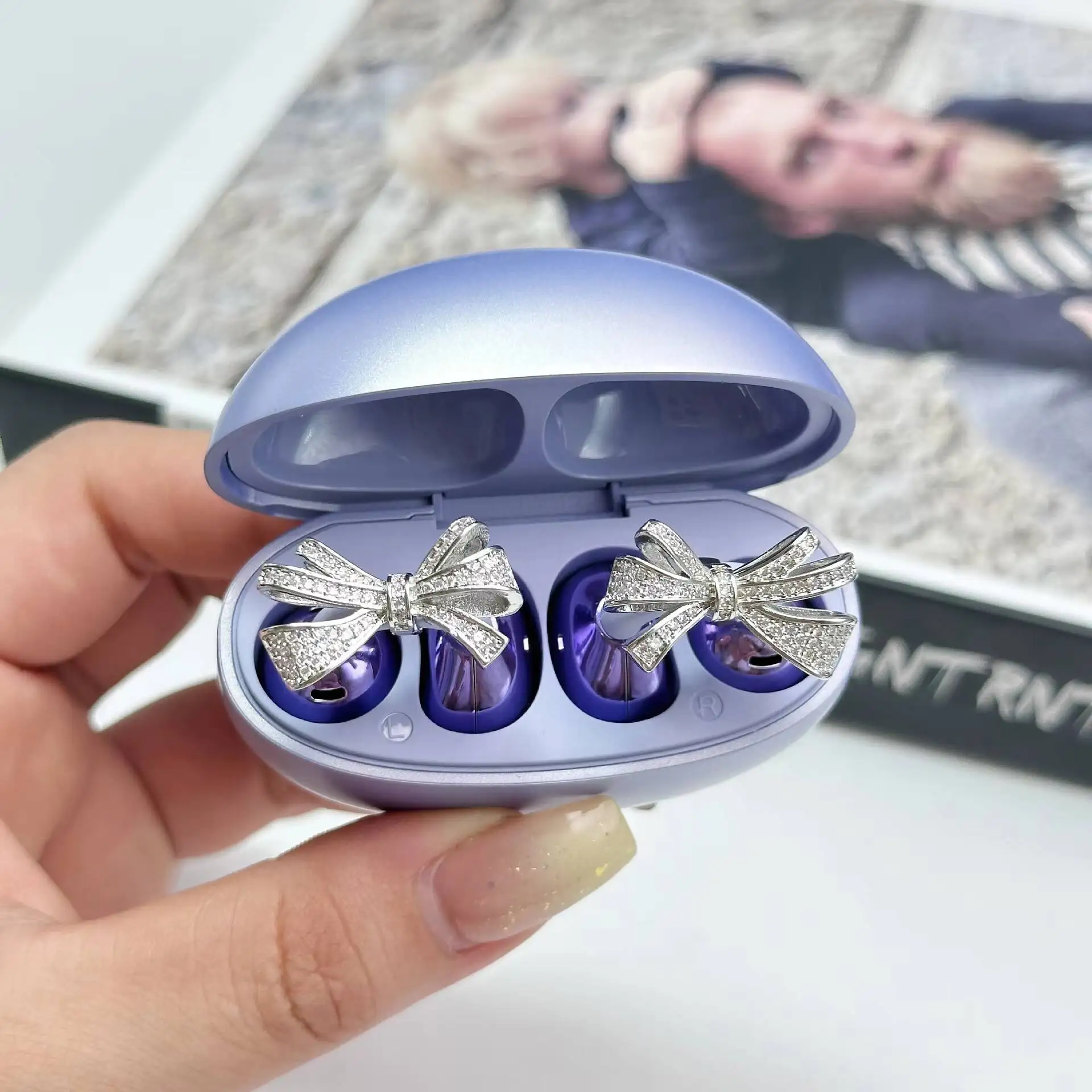 DIY Clip de oreja estilo decoración de auriculares arco explosivo brillante estilo mariposa decoración de auriculares para Clips de oreja Freeclip - imagen 5