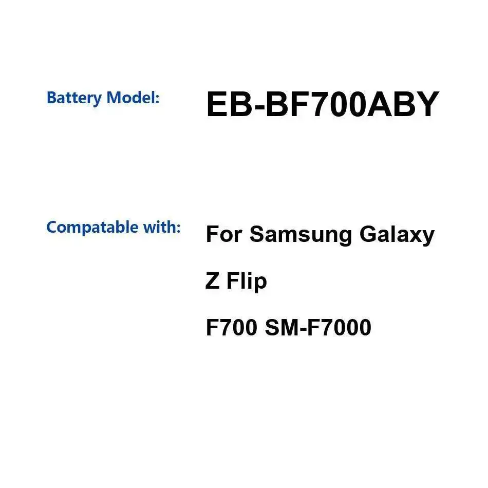EB-BF700ABY batería ligera para teléfono móvil Samsung Galaxy Z Flip F700 SM-F7000 carga rápida 2370Mah