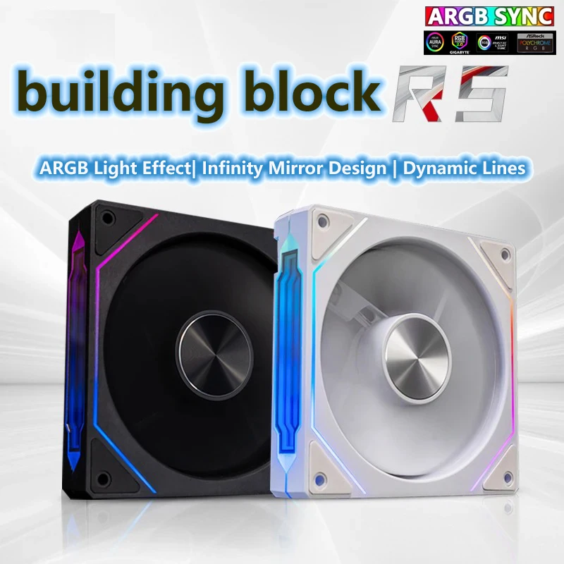 Ventilador blanco GEN4 RS de 120 mm, RGB direccionable con espejo infinito, sincronización de 12 V y 3 pines, PWM de 800-1800 RPM, ideal para estuches y refrigeradores de líquidos