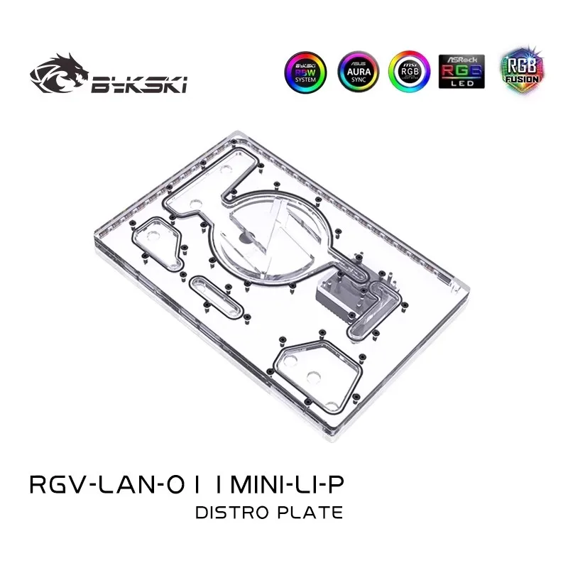 Placa de placas de distribución acrílicas BYKSKI, uso para LIAN LI O11MINI, carcasa para CPU y bloque GPU, Combo de bomba DDC RGV-LAN-O11MINI-LI-P - imagen 3