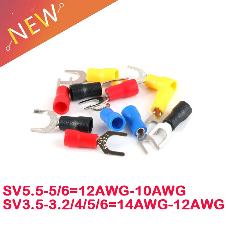 Terminal de engarzado de horquilla de 20 piezas, enchufes de pala M4/M5/M6, casquillos preaislados para empalme, conectores de extremo de Cable eléctrico