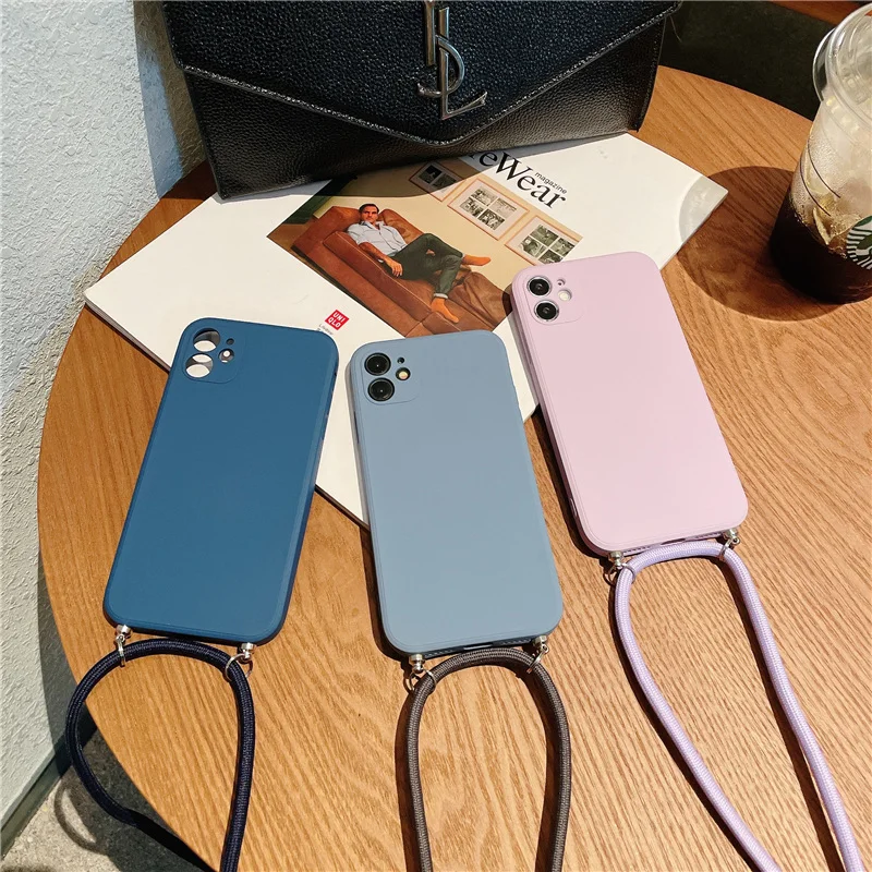 Funda de teléfono de silicona con correa de collar cruzado, cordón para Samsung Galaxy M53, M33, M62, M52, M42, M32, M22, M12, M02, 4G, 5G - imagen 3