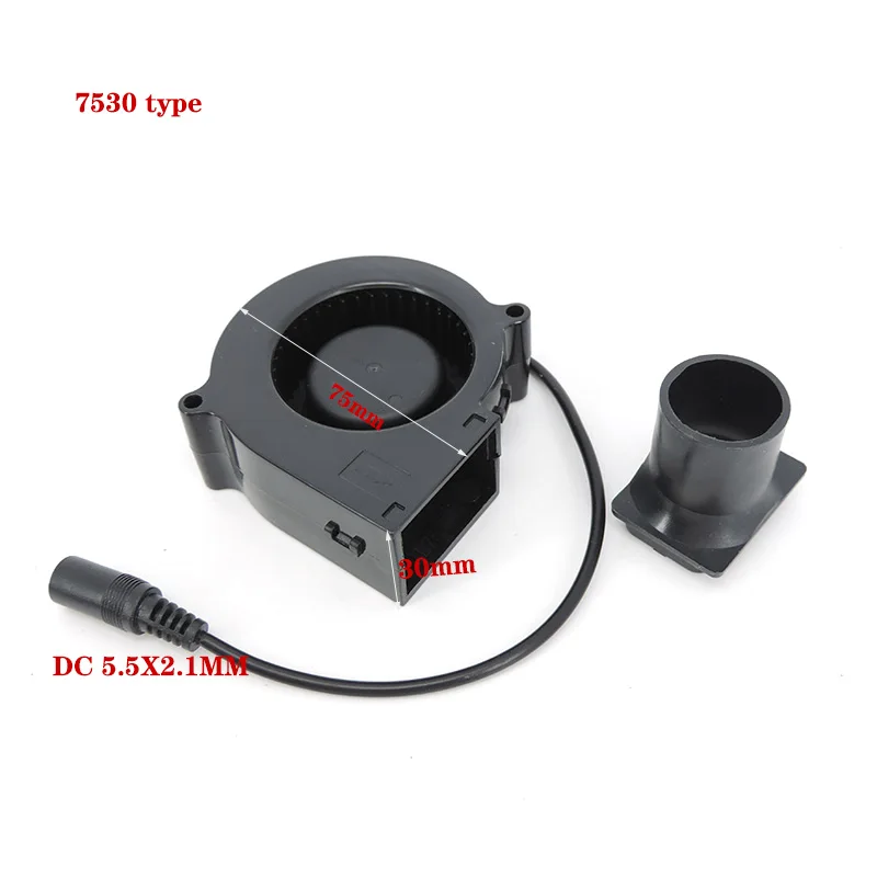 Ventilador DC 12V 7530 con controlador de velocidad Variable de potencia, ventilador para barbacoa, soplador de aire, parrilla de Picnic, estufa de leña para cocinar - imagen 2