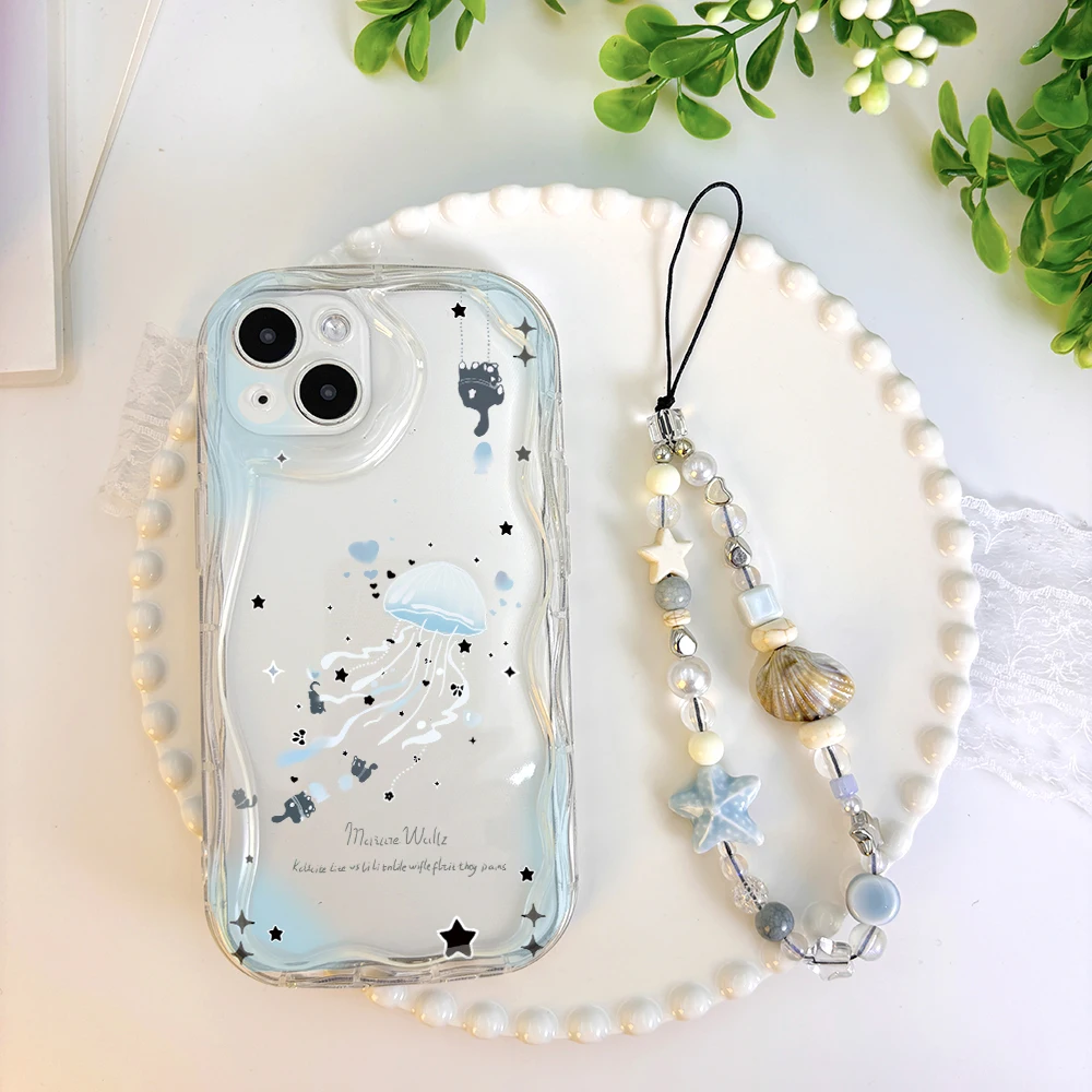 Funda de lujo con diseño de tortuga y medusas y estrellas de mar para POCO M7 X7 X6 F6 M6 X5 M4 X3 Pro M5S C75 4G 5G, fundas para teléfono con cadena de dibujos animados - imagen 4
