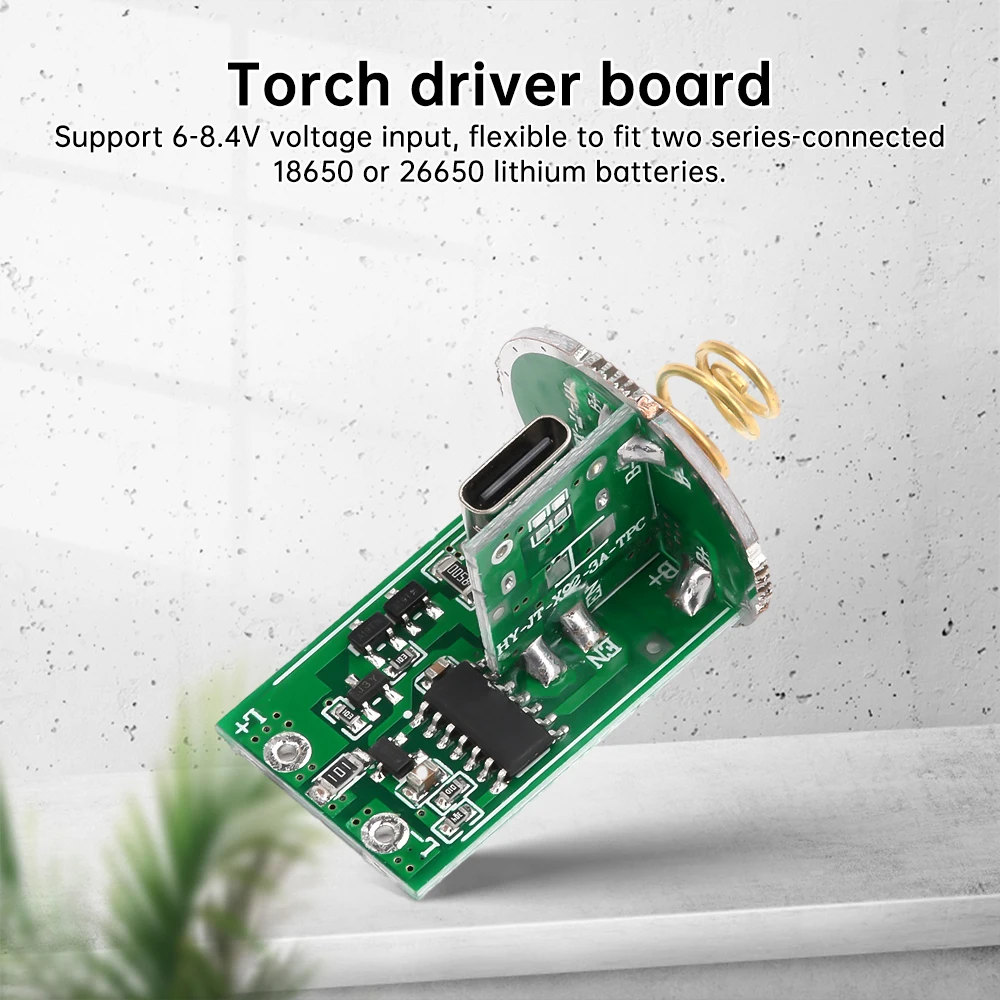 Placa de controlador de litio Dual de 6-8,4 V para dos baterías de 18650 o 26650, accesorios de linterna, interruptor central - imagen 5