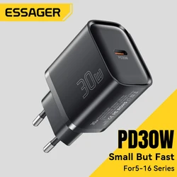 Essager Mini Cargador USB-C 30W Rápido PD Compatible con iPhone Samsung Xiaomi iPad