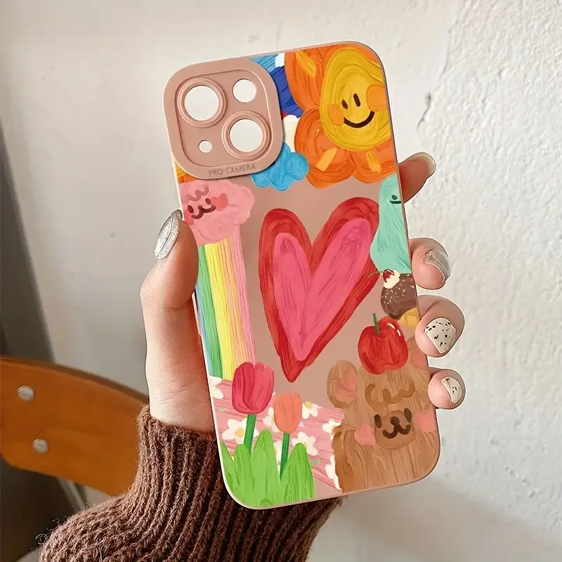 Funda con diseño de corazón arcoíris y oso de flores de amor para Samsung Galaxy S25 S24 S23 Ultra S22 Plus S21 FE A56 A35 A55 A54 A33 A53 - imagen 2