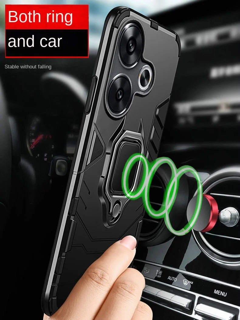 Funda dura para Xiaomi POCO F6 Pro, carcasa de teléfono con anillo de soporte, armadura a prueba de golpes, cubierta trasera protectora para POCO F6 F6Pro - imagen 3
