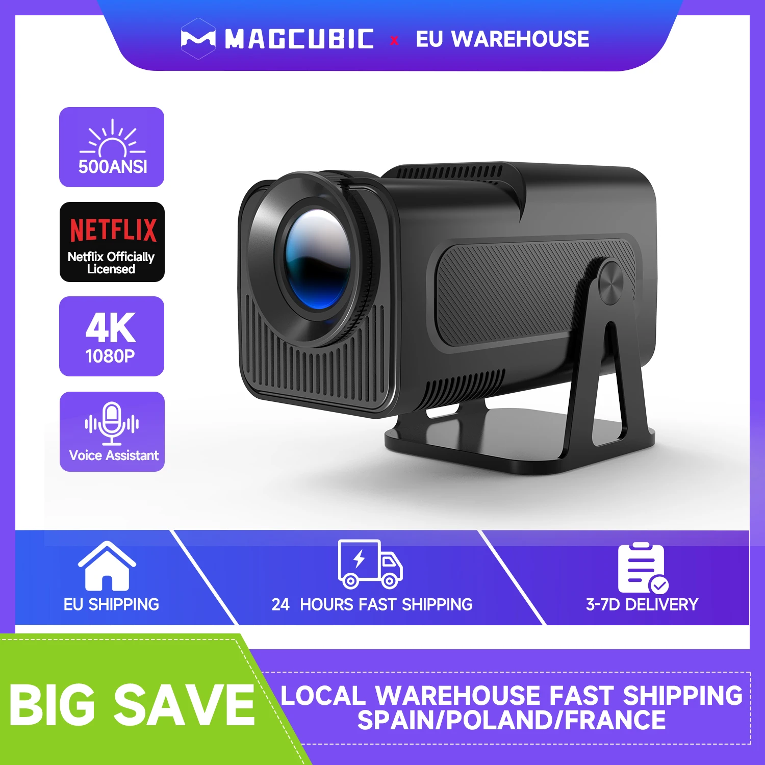 Magcubic Mini proyector con licencia de Netflix con Wifi BT5.2 1080P HY320 NTV proyector Auto Keystone Control de voz aplicaciones integradas - imagen 2