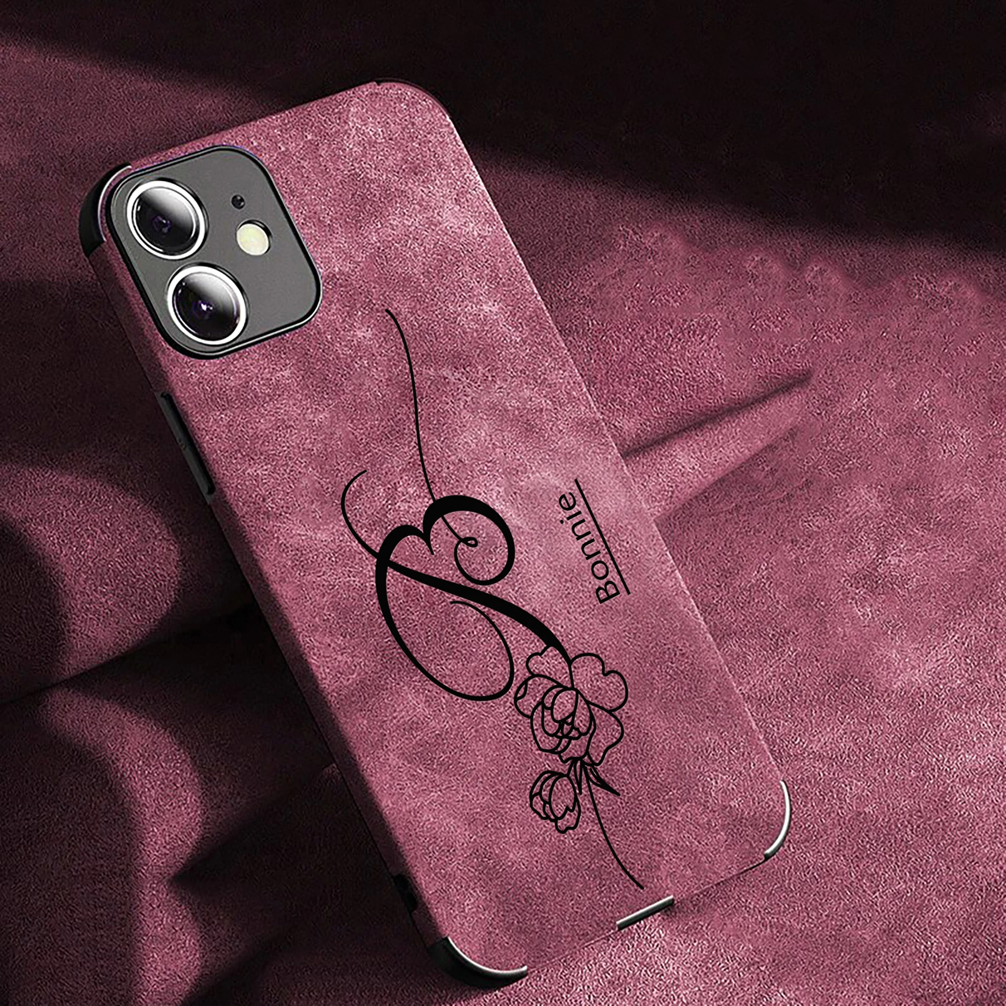 Nombre personalizado Patrón de rosa personalizado Funda de teléfono de cubierta completa para iphone17 16 15 14 13 12 11ProMax Plus, Funda suave de cuero de piel de espuma - imagen 5