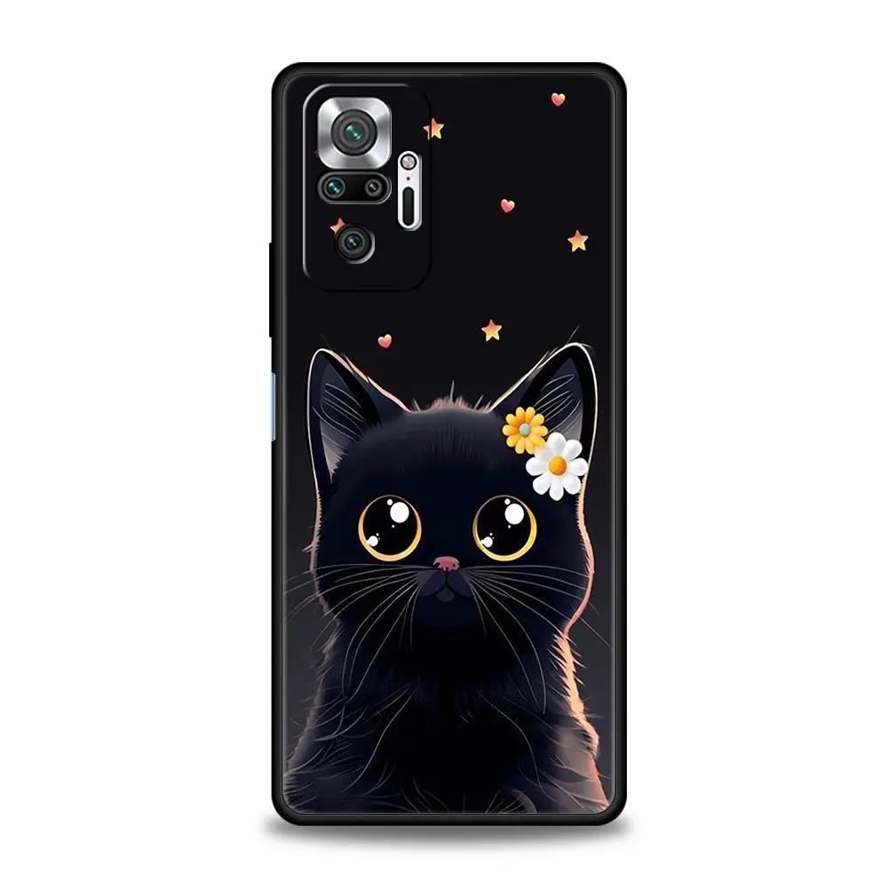 Funda de teléfono para Xiaomi Redmi Note 13 12 5G 9S 9 8 10 11 Pro 9T 13C 12C 10C 9C 9A 7 Pro funda suave dibujos animados encantador gato arte moda - imagen 2