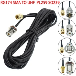 Cable RG174 SMA a PL259 - Conector coaxial 90 grados para antena RF