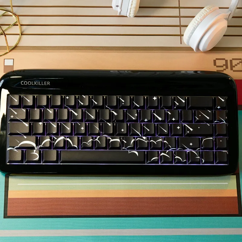 Teclas de meteorito con perfil de cereza, Material PBT, juego completo pequeño para teclado mecánico personalizado, KIT de lluvia de meteoros negra - imagen 3