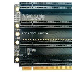 JHH Tarjeta PCIe 3.0 Bifurcación x16 a x4x4x4 Puerto SATA