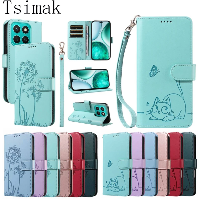 Funda de cuero magnética para Honor X6 X6A X6B X6C X7 X7A X7B X7C X8 X8A X8B X8C X9 X9A X9B X9C Smart 4G 5G funda de teléfono tipo billetera con tapa - imagen 2