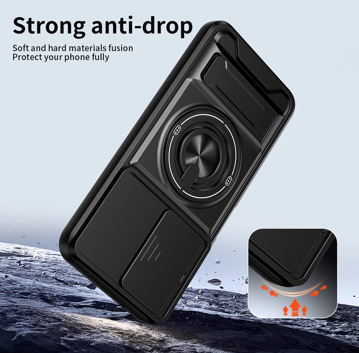 Funda para POCO M7 4G, Funda giratoria deslizante para cámara, anillo de protección, soporte a prueba de golpes, Funda - imagen 3