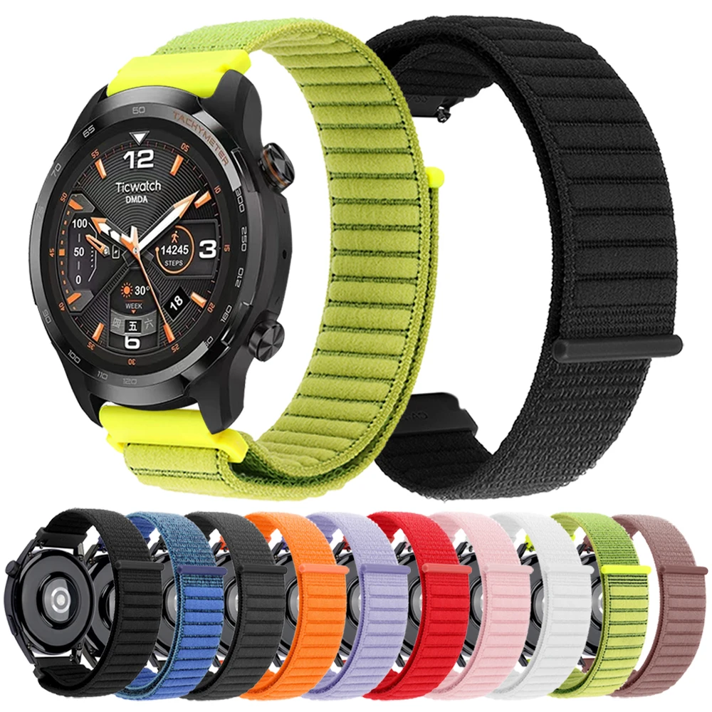 Correa de nailon de 20mm y 22mm para reloj TicWatch Pro 2020/2021 Pro 3, correa GPS para TicWatch GTW GTX E2 S2 E3 GTH 2