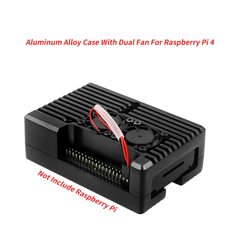 Raspberry Pi 4, carcasa de aleación de aluminio con doble ventilador, carcasa protectora activa y pasiva para Raspberry Pi 4
