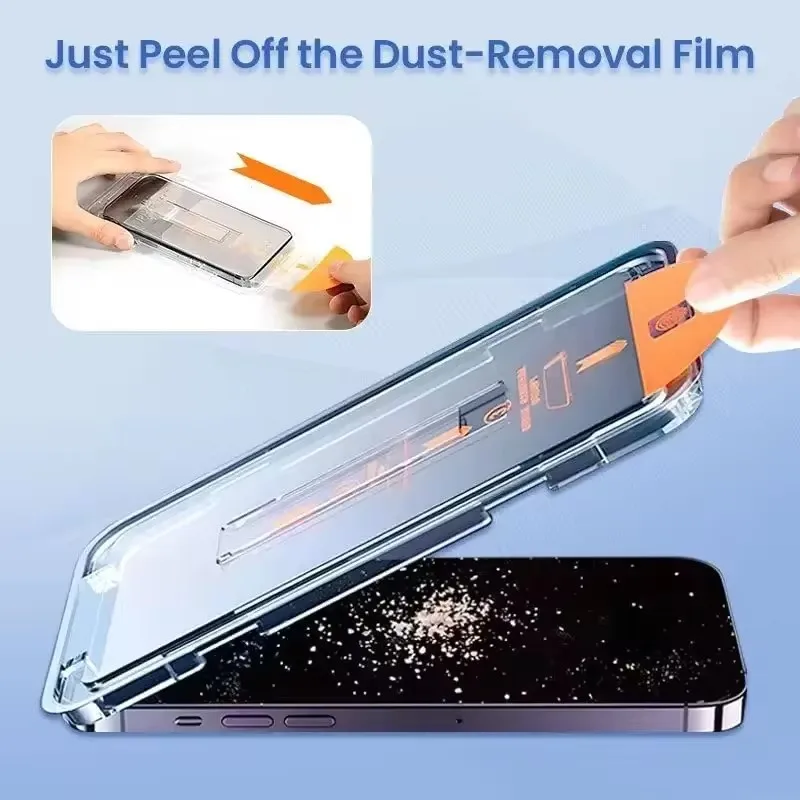 5 uds AR vidrio templado antirreflejo para IPhone 17 16 15 14 13 12 11 Pro Max Protector de pantalla de borde de arco vidrio fácil de instalar - imagen 3