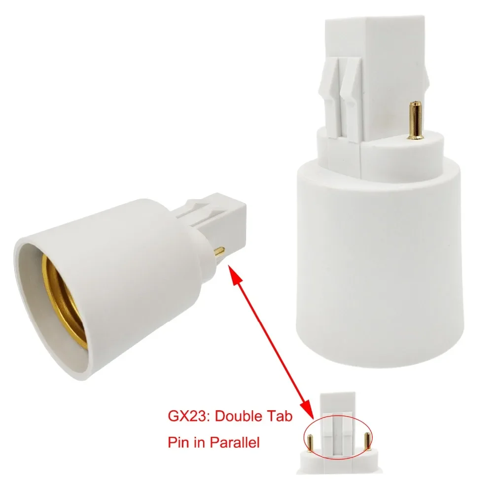 4 Uds GX23 a E26 E27 CFL GX23-2 a Edison tornillo de luz portalámparas bombilla LED Base adaptador convertidor (2P en paralelo, doble pestaña) - imagen 2