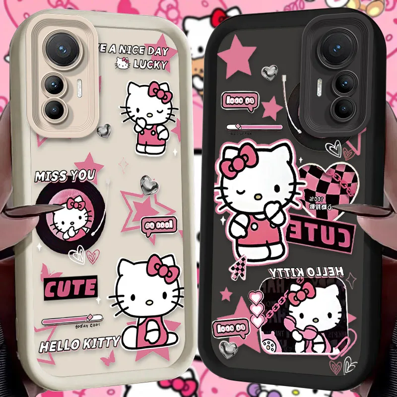 Funda blanda rosa encantadora de Hello Kitty para Xiaomi 14T 13T 12T 11T 13 12 11 Lite 5G NE POCO X6 X5 F6 F5 F3 X4 GT X3 NFC M5S C65 M6 Pro