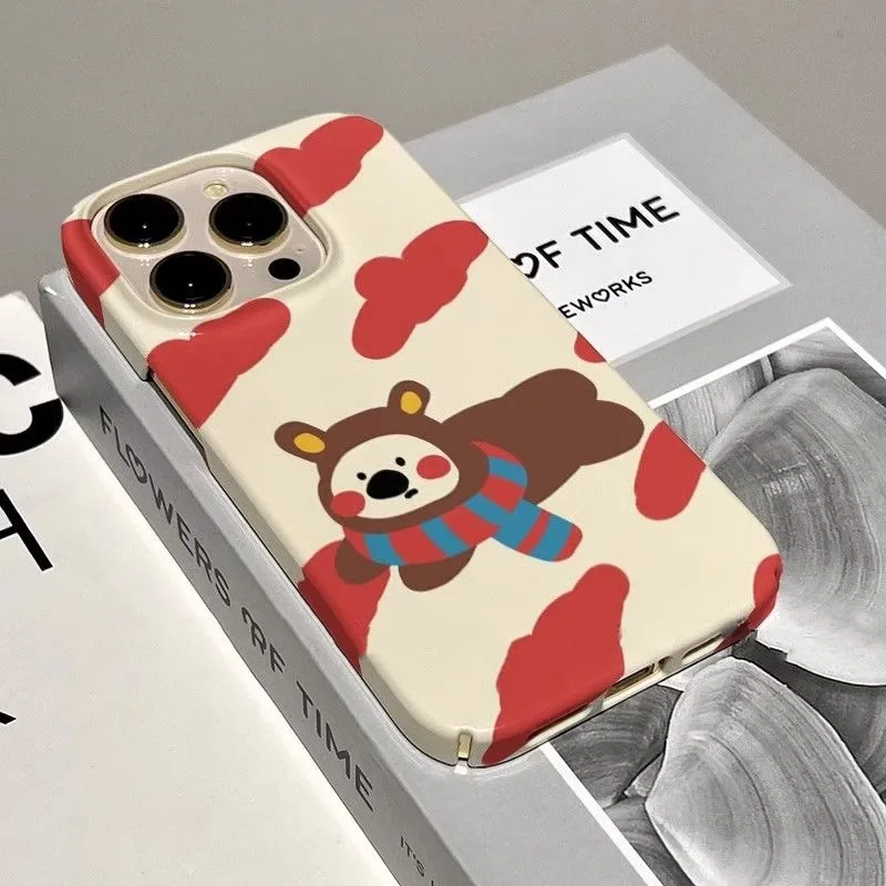 Funda de teléfono con diseño de perro salchicha y nube roja de dibujos animados para iPhone 16 15 14 13 12 11 Pro Max XS XR XSMax 7 8 Plus, funda dura HD brillante para PC