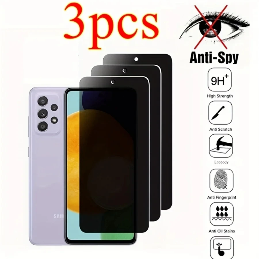 Protector de pantalla antiespía para SAMSUNG GALAXY, cubierta completa para A13, A12, A22, A21S, A33, A23, A53, S21, FE, A31, A03, A04, A32, A52, 5G, 3 unidades - imagen 2
