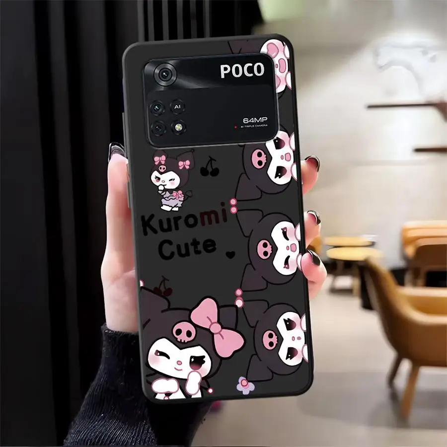 Funda de teléfono suave negra para Xiaomi Poco C71 X3 X4 X5 X7 Pro M5 C50 F3 C40 F1 C61 M3 M4 M7 Pro C75 Sanrio Kuromi Baku - imagen 3