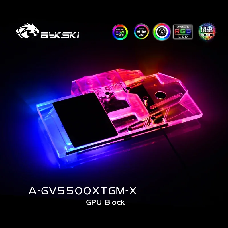 Bykski bloque de agua para GIGABYTE RX5500XT GAMING OC 8G/bloque de radiador de cobre de cubierta completa/3PIN 5V RGB/4PIN 12V RGB - imagen 5
