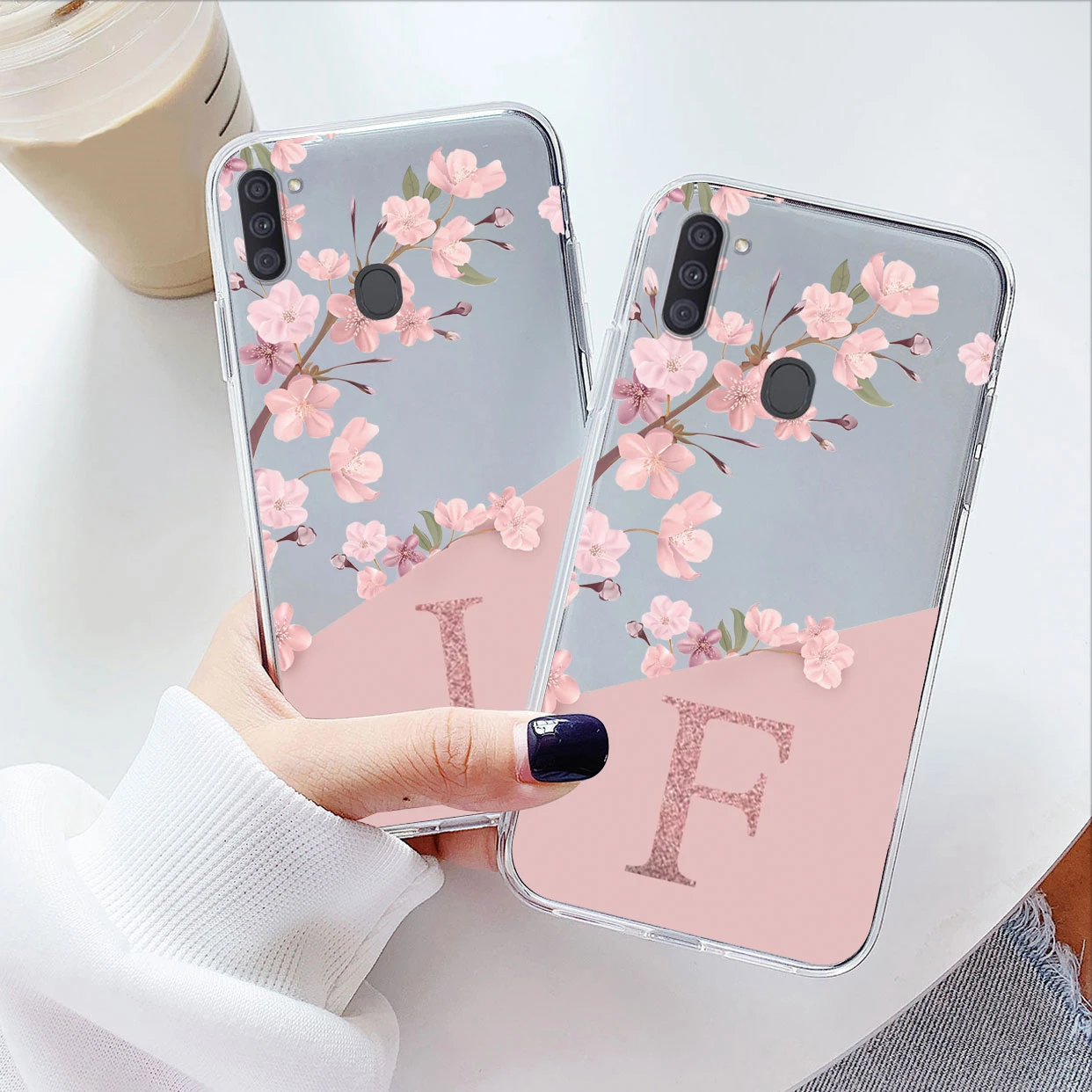 Funda trasera de lujo para Samsung Galaxy A11 M11, carcasa suave y delgada con letras de A-Z, parachoques transparente para Samsung A 11 M - imagen 2
