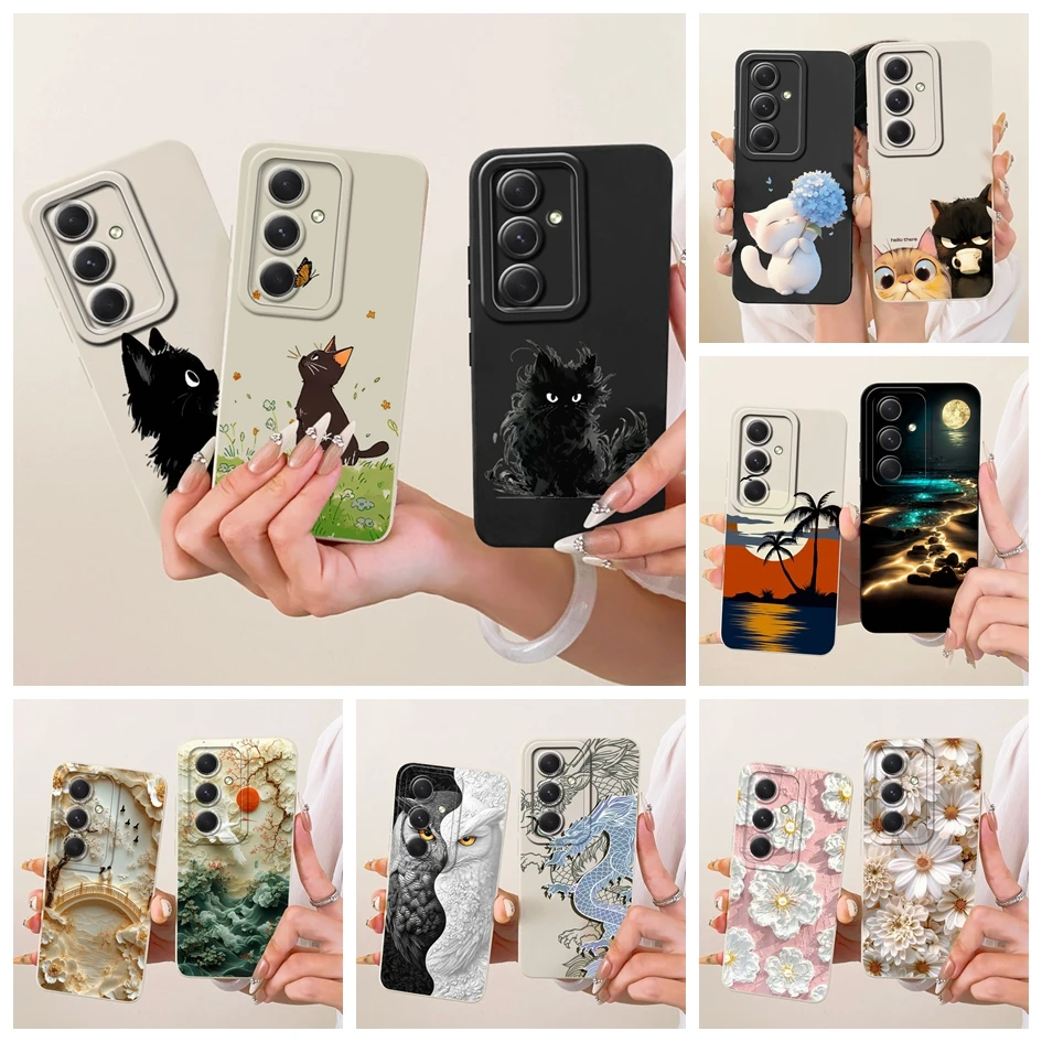 Para Samsung Galaxy A25 2023 Funda SM-A256B Funda lindo gato Margarita dragón Funda a prueba de golpes para Samsung A15 A35 A55 5G SM-A556B Shell