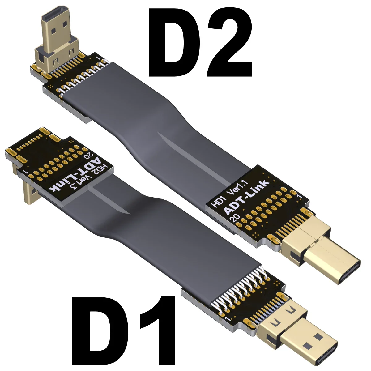 FPV 10cm 20cm 30cm 50cm cinta FPC Cable plano Micro-HDMI 4k/60Hz para fotografía aérea multicóptero de TV FPV compatible con Micro HDMI - imagen 4