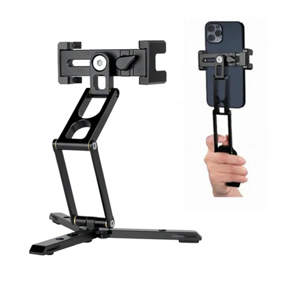 Mini trípode plegable de bolsillo, micrófono para fotografía, Vlog, teléfono, disparo Horizontal Vertical, luz de Video de expansión