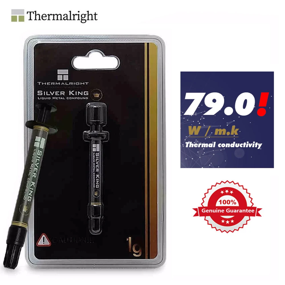 Thermalright Silver King 1g/3g Grasa térmica de alto rendimiento 79W/M-K disipación de calor de metal líquido esencial para un calor perfecto