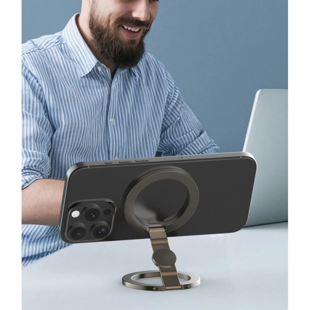 Soporte de teléfono magnético de doble cara 3 en 1 para Magsafe soporte plegable portátil agarre de dedo para IPhone 15 16 Samsung Xiaomi Huawei - imagen 4