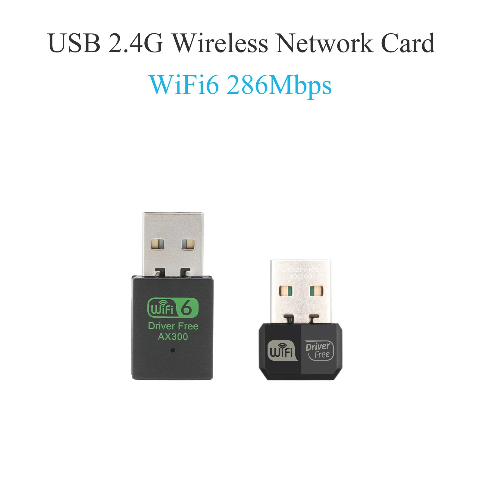 Tarjeta de red inalámbrica WiFi6, adaptador USB de banda única, transmisor receptor de señal de tarjeta de red 2,4G para PC y portátil, 286M, 1 Uds.