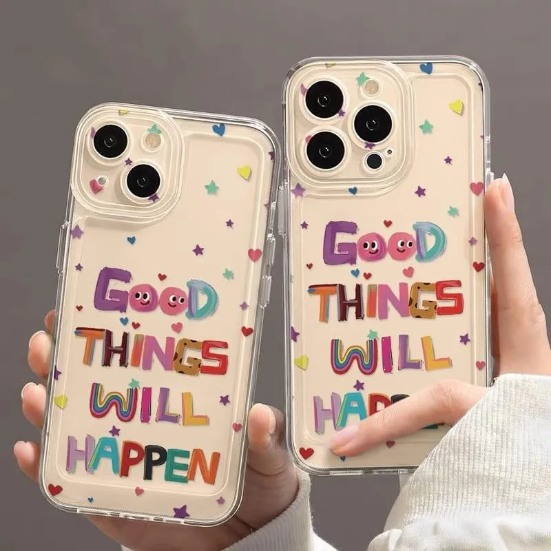 Funda Good Things Happen para iPhone 17 16 15 14 13 Pro Max 12Mini 11Pro XR 7 8 Plus SE funda suave a prueba de golpes - imagen 2