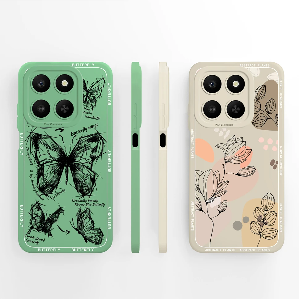 Para Honor X7D X7C X7A X7 4G 5G funda de teléfono Retro mariposa suave silicona líquida cobertura completa Shell para Honor X 7 cubierta anticaída - imagen 2