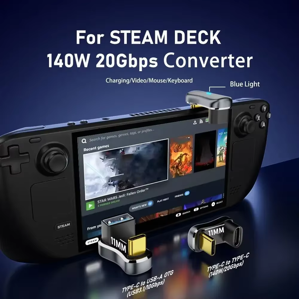 Adaptador USB-C Macho a Hembra PD 140W Carga Rápida para Steam Deck - imagen 2