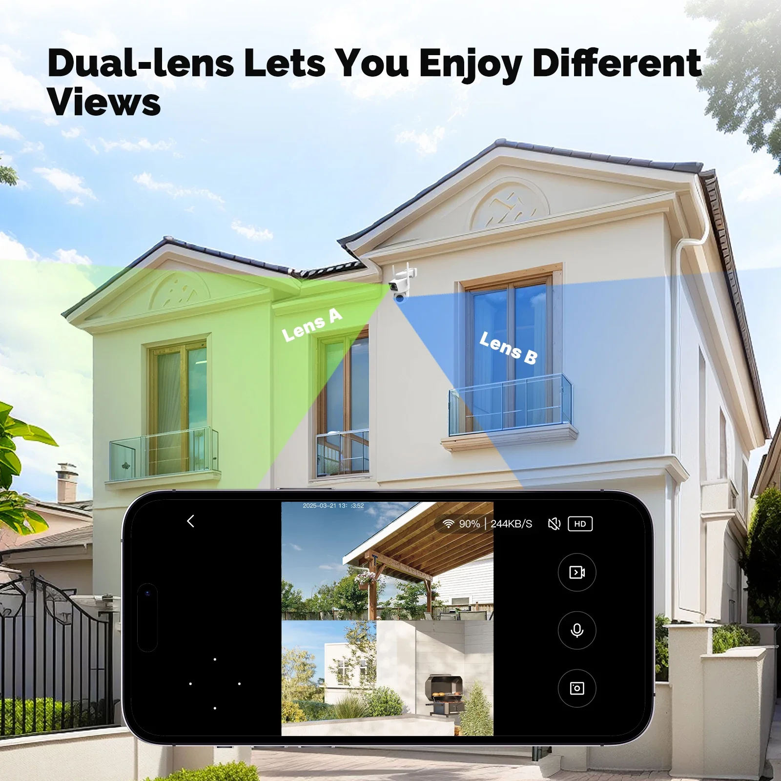 Moes Tuya WiFi inteligente cámara de seguridad exterior 8MP pantalla Dual 2,4G/5G IP65 impermeable detección de movimiento seguimiento automático Audio bidireccional - imagen 4