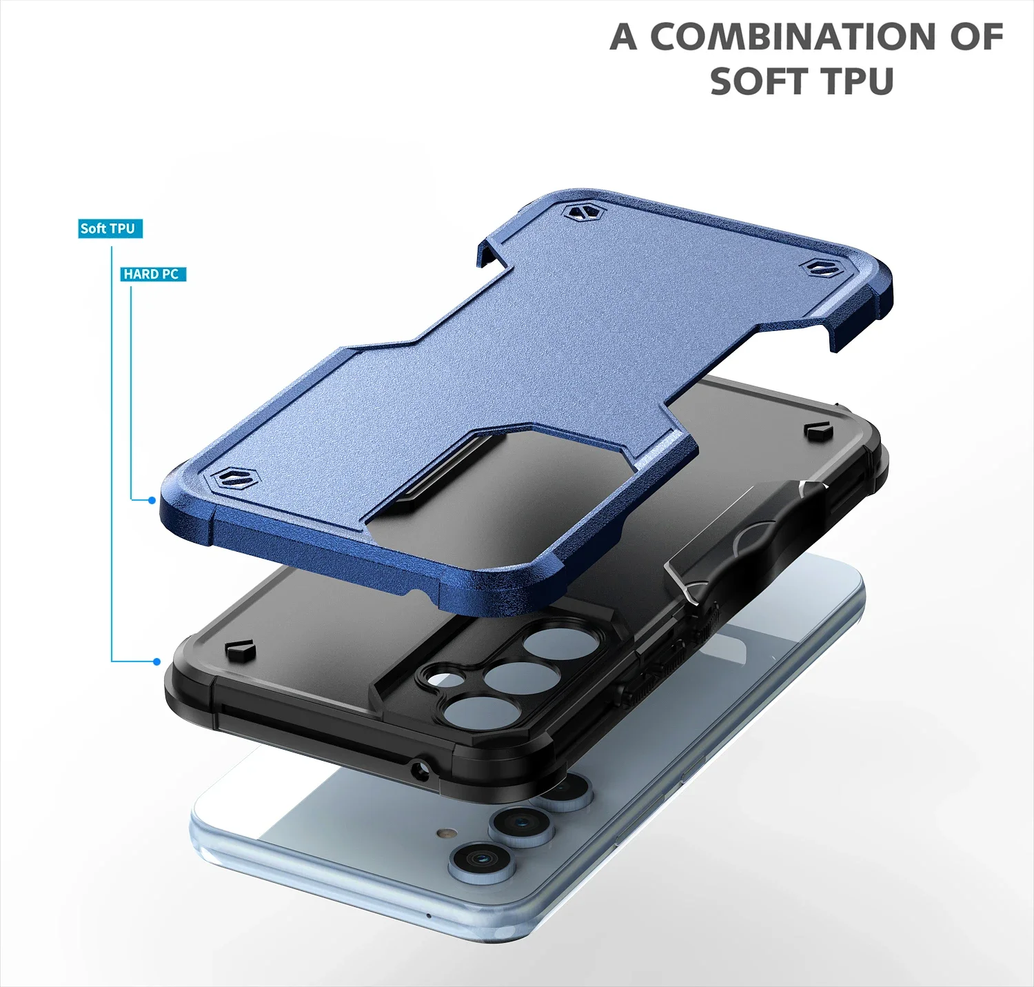 Funda a prueba de golpes con armadura plana y bandera militar para Samsung Galaxy A16 A06 A55 A35 A25 A15 A05S A14 A24 A34 A54 TPU cubierta trasera de plástico - imagen 3