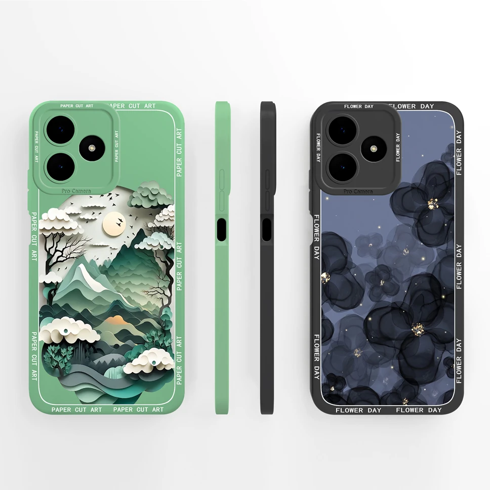 Funda de teléfono para Realme Note 50, cubierta trasera de protección de silicona líquida suave con astronauta de montaña, Bonita, para Realme Note 50 - imagen 4
