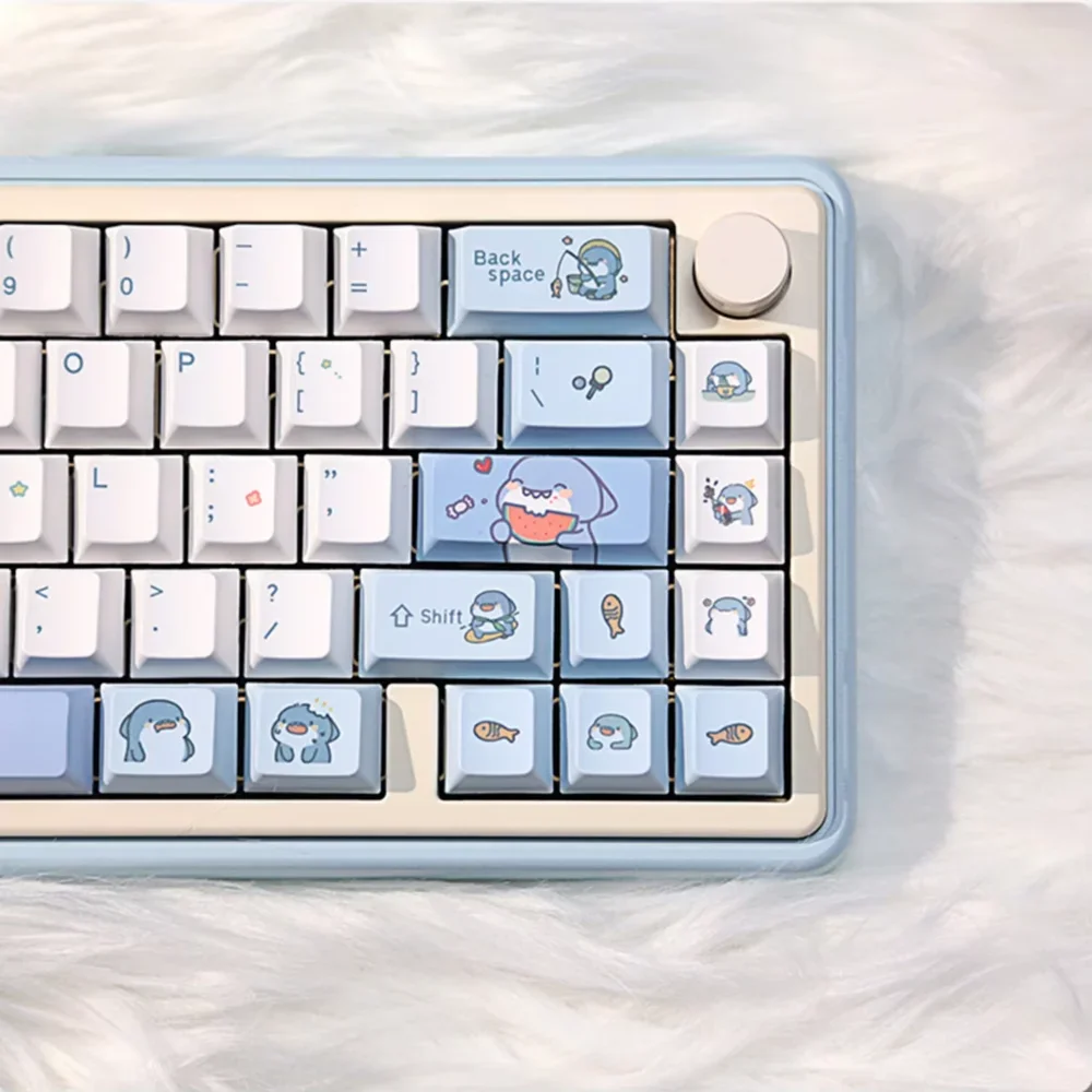 Juego de teclas de tiburón con sangre caliente, termoublimación, 131 teclas, dibujos animados de cereza para teclado mecánico MX Switch 60/84/90/104/108 - imagen 4