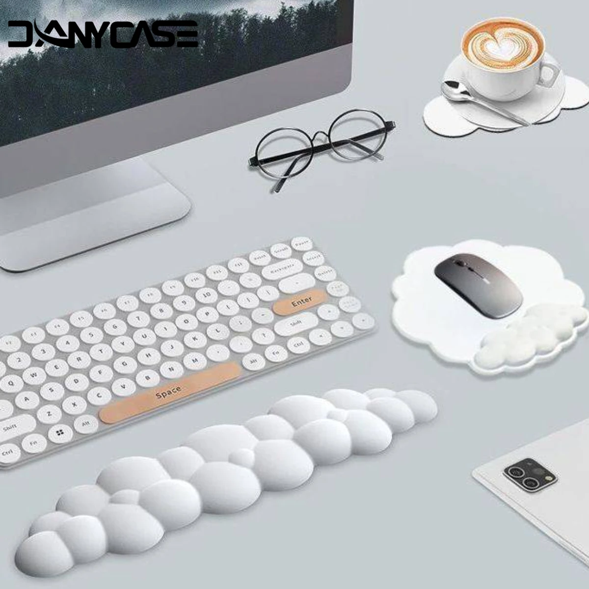 Alfombrilla de ratón ergonómica para teclado, reposamuñecas para oficina, protección para escribir, relajación, memoria de muñeca, alfombrilla para ratón, ordenador, portátil, escritorio