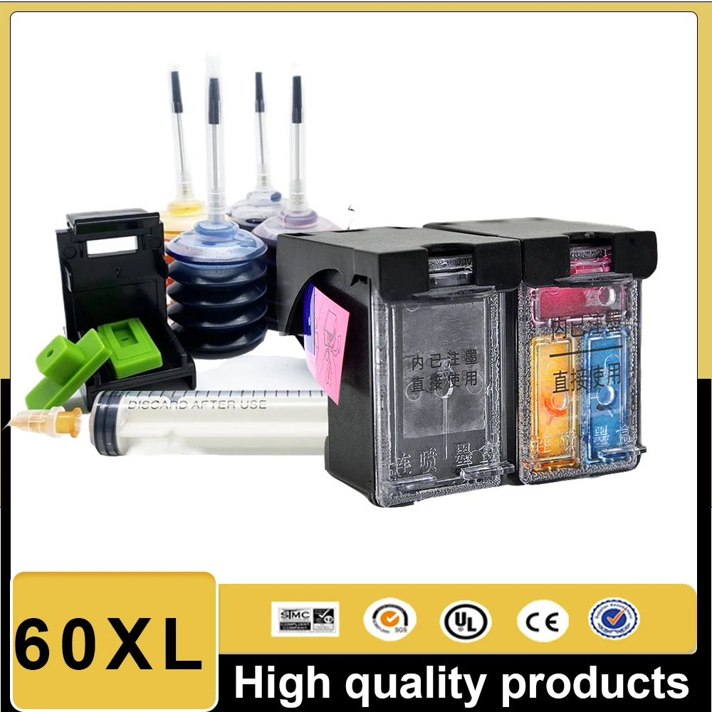 Para HP 60XL cartucho de tinta Compatible 60XL Photosmart C4780 C4783 C4795 C4799 D110a F2400 Deskjet D1660 D1663 D2530 D254 impresora - imagen 2