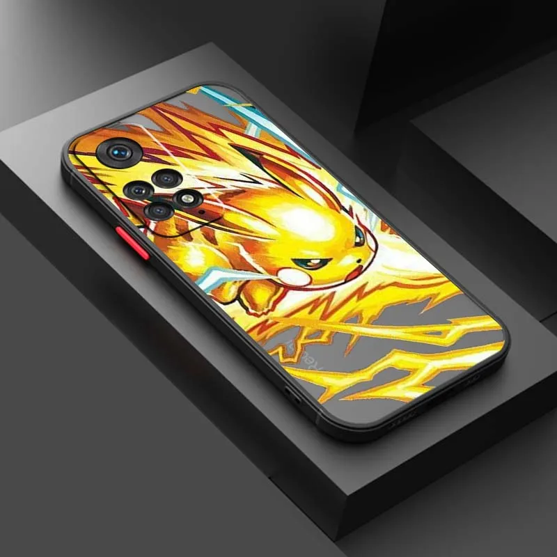 Lindo p-pikachus p-pokemones para Xiaomi Redmi Note 13R 13 12S 11 12T 11S 11E 11T 10 Pro Plus funda de teléfono translúcida esmerilada - imagen 4