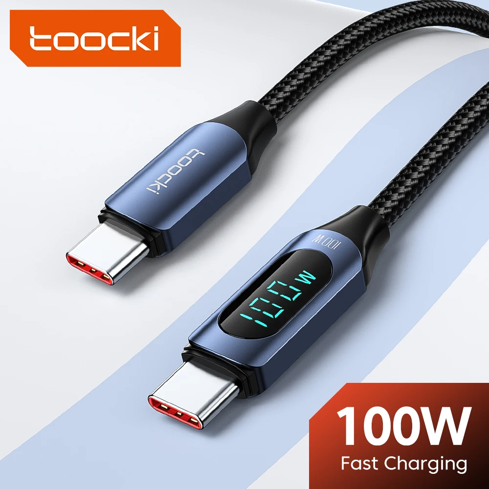 Toocki-Cable USB tipo C a tipo C, dispositivo de carga rápida con pantalla Digital, PD, 100W/66W, para Samsung, Xiaomi, Huawei y Macbook - imagen 2