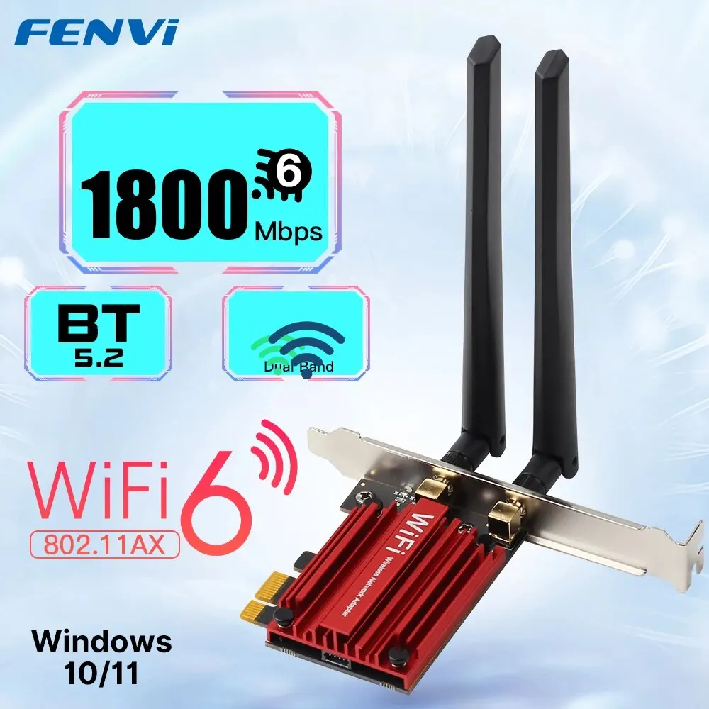 FENVI WiFi6 AX1800 adaptador PCIE inalámbrico 1800Mbps BT5.2 banda Dual 2,4G/5Ghz 802.11AX tarjeta de red Wi-Fi para PC de escritorio Win 10/11