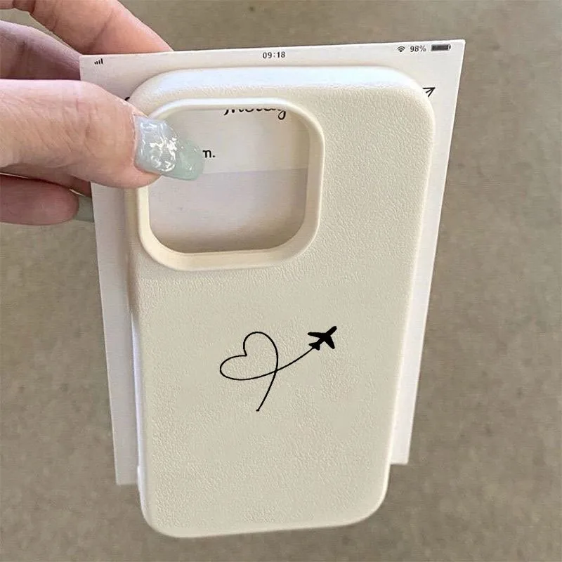 Funda de teléfono con patrón de lichi de trayectoria de avión de amor para iPhone 17 16 15 14 13 12 11 Pro Max 17 Air 15 Plus X XS XR 16E funda suave - imagen 4